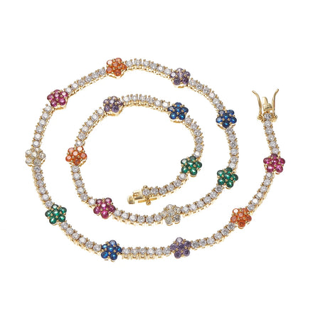 BC131 2.5mm Tennis Chian Women Flower Shape CZ Necklace Fashion Jewelry Party Gift