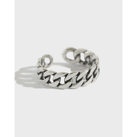 Fashion Cool Style Jewelry Vintage 925 Silver Open Adjustable Chain Link finger Ring For Women