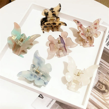 New Arrival Women butterfly Hair Claws Simple Colored Acetate Hair Claws Sweet Shape Hair Accessories for Girl