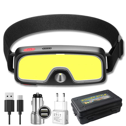 HELIUS Upgrade Portable COB Head Front Light Waterproof for Fishing Hiking Running Wide Beam Rechargeable Usb Led Headlamp