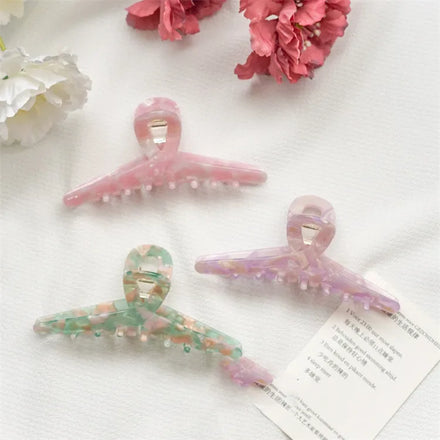 Korean Elegant Pattern Flower Vintage Barrette Girl Hair Claw Clips Acetic Acid Woman Hair Accessories