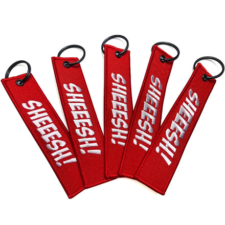 Custom Logo Design Double Sided Woven Fabric Keychain Before Flight Crew Jet Tag Embroidery Keyring Key Holder Decoration Gift