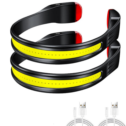 Helius Portable Head Mounted COB With Tail Red Light Outdoor Riding Night Running Rechargeable Usb Led Headlight Headlamp