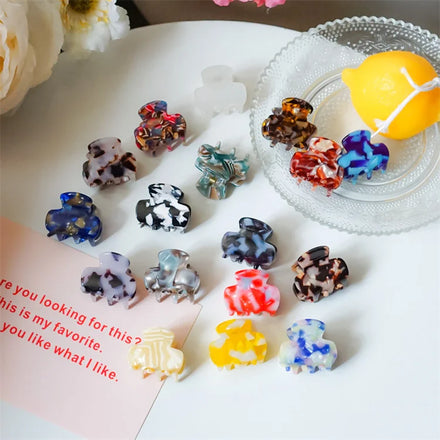 Lovely Colorful Small Size Acetate Hair Clips Barrette 17 Colors Geometric Mini Hair Claws