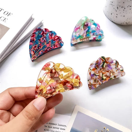 Multicolor Acetate Hair Clip Small Shell Shaped Hair Clip Shark Clip