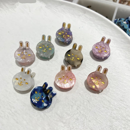 Popular Mini Jaw Clip for Children Cute Leopard Print Vertical Rabbit Hair Claw Colorful Acetate Temperament Carton Packaging