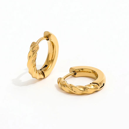 Trendy Earring 18K PVD Gold Plated Half Twist C Hoop Earrings Stainless Steel Jewelry Wholesale