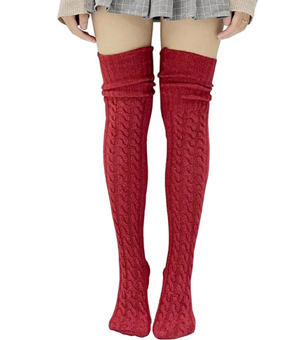 Women's Breathable Extra Long Thigh High Socks Fall Winter Leg Warmers Knitted Fit for Thigh High Boots Colorful Stockings