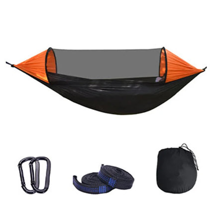 MINGCHAN 280*140cm Camping Hammock with Mosquito Net Pop-Up Light Portable Outdoor Parachute Hammocks