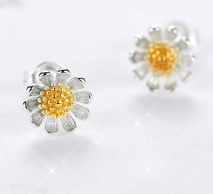 Wholesale Daisy Earrings Daisy Jewelry Sunflower Earring 925 Sterling Silver Daisy Stud Earrings Jewelry Gifts for Women Girls