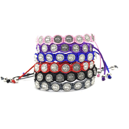 KDC870 Wholesale Fashion Adjustable Lucky Women Men Macrame Braided Cord Rope String Jesus Religious Charm Bracelet