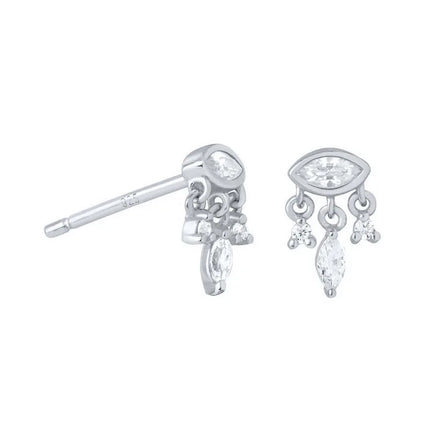 925 Sterling Silver Earrings Jewelry clear CZ Zircon Stud Earrings Women Simple Cubic Silver Geometric Earrings
