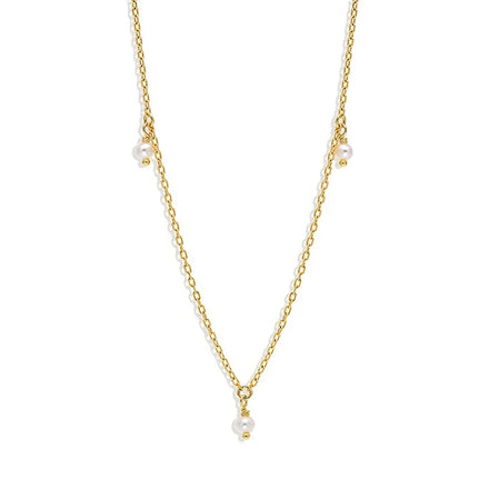 Milskye Elegant Dainty Jewelry 18k Gold Plated 925 Silver Freshwater Pearl Small Pendant Necklace