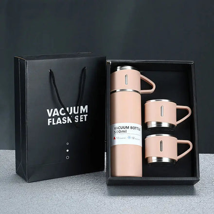 500ml 1Bottle 2Cup Set Hot Drink Tumbler Leak-proof Vacuum Insulated Stainless Steel Water Bottle With Cup Gift Set