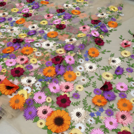 3D Floral Heavy Embroidery Dress Embroidery Haute 3d Flower Lace Fabric