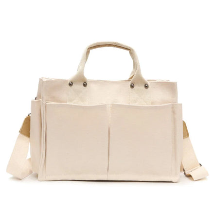 Custom Printed logo Reusable Women's Canvas Tote Bag Eco Friendly Many Pockets Canvas Shopping Messenger Bags