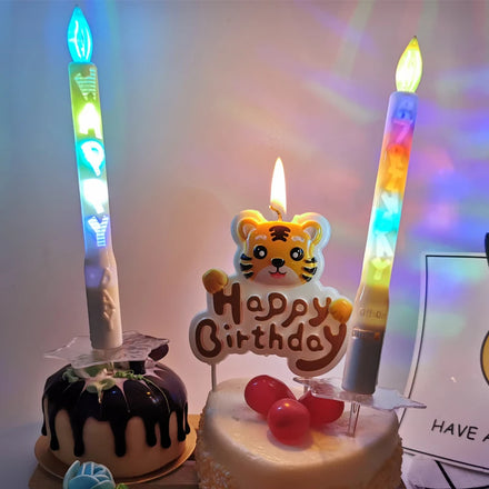 Happy Birthday Glow Stick LED Candle Cake Decoration Creative Toy Colorful Children's Party Candles Rainbow Easter New Year