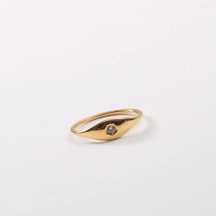 Fenny 18K Gold Plated High End Versatile Dainty Pentaclel Zircon Stainless Steel Ring Gift for Couple Wholesale Jewelry