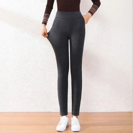 Women's 300g Winter Fleece Thick Plush Breathable Solid Black Velvet Knitted Seamed Leggings with High Waist Sheer Tights