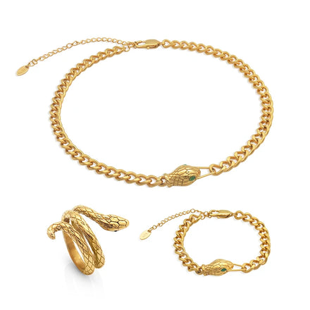 Chris April Wholesale 316L Stainless Steel Gold Plated Snake Fine Fashion Jewelry Jewelry Sets for Women Luxury