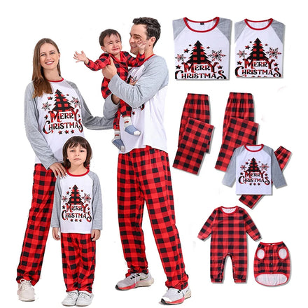 Custom 2026 Men Christmas Pajamas Family Matching Parent-child Bear Plaid Print Matching Christmas Pajamas Family Sleepwear Set