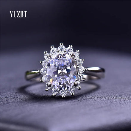 Silver 925 Original Brilliant Cut 2 Carat Diamond Test Past D Color Oval Moissanite Queen Ring for Women Wedding Fine Jewelry