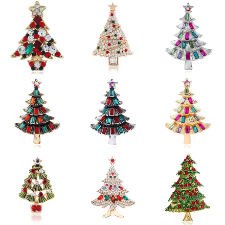Exquisite Colorful Christmas Tree Brooches for Women Rhinestone Cloth Accessories New Year Brooch Pins Jewelry 2025 Xmas Gift