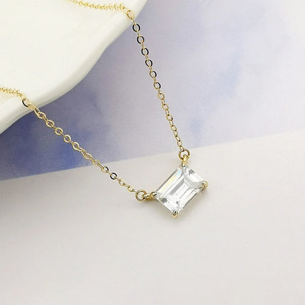 New Arrival Genuine 14K Gold Shinny Cubic Zircon Necklace Cheap 14K Solid Gold Jewelry Chain Necklace Wholesale