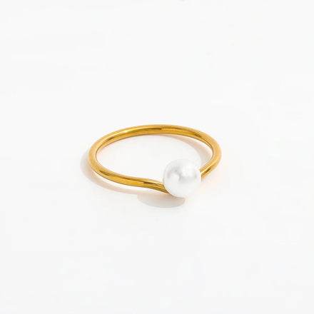 Fenny Jewelry No Fade 18K Gold Plated High End Fashion Dainty Pearl Stainless Steel Ring Trend for Women Wholesale Jewelry