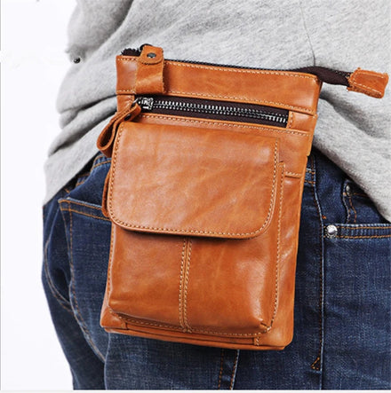 High Quality Top Grain Leather Waist Bag Bum Bag Crossbody Fanny Pack Men