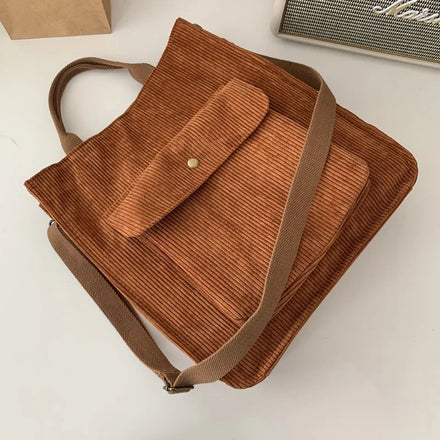 YIMYIK Eco-friendly Fabric Corduroy Luxury Shoulder Bag Retro Female Student Canvas Crossbody Bag Women
