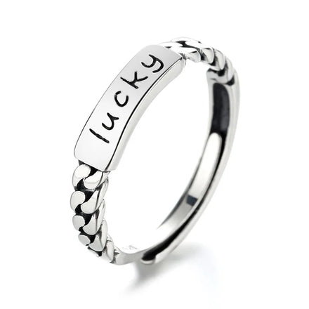 2022 New Fashion Handmade Open 925 Sterling Silver Ring Adjustable Lucky Ring for Women and Girls