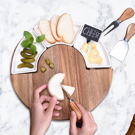 Most Popular Round Acacia Wooden Creative Cheese Board Big Promotion