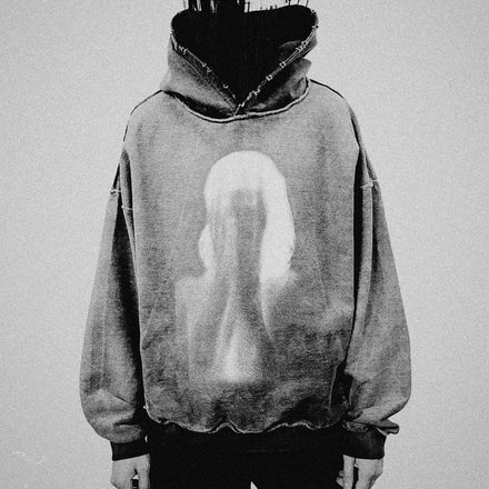 Wholesale Custom 100% Cotton Men's Gray Hooded Sweatshirts Distressed Washed Stone Screen Printed Sublimation Black No String