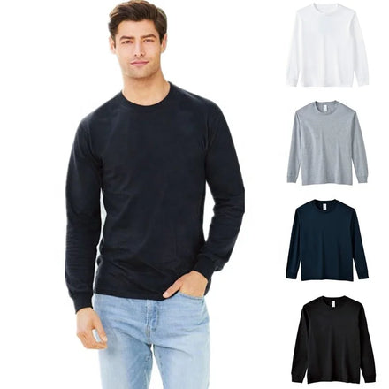 USA EU Big Size Wholesale 210 Gsm 100% Cotton Men's Men Women Long Sleeve Unisex Oem logo Custom Blank T-shirt t Shirt T-shirt