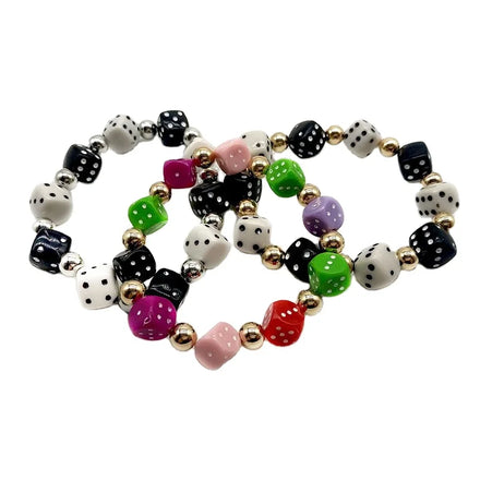 New Style Fashion Lucky Dice Beaded Bracelet for Couple Anniversary Multi-color Acrylic Resin & Lucite Beads Trendy Unisex