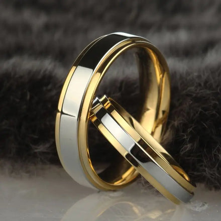 Male Women High Polished 18k Gold Silver Plated Titanium Steel Wedding Band Rings Stainless Steel Ring Sets Wholesale