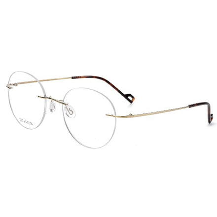 Ultralight Round Pure Titanium Frameless Rimless Optical Frame Glasses Eyewear Eyeglasses Man Women