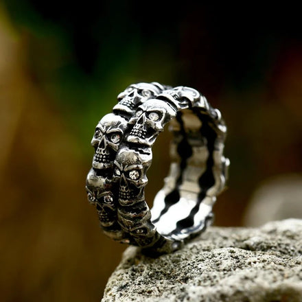 OAHLAN Wholesale Customized Fashion Jewelry Retro Hip Hop Punk Style Skull Stainless Steel Rings for Men