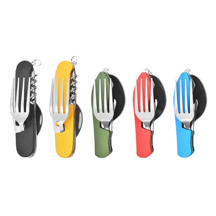 Hot Wholesale Tableware for Outdoor Camping Picnic Travel Tableware 4 in 1 Multi-function Portable Folding Cutlery Set