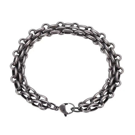 Wholesale Handmade Vintage Black Stainless Steel Motorcycle Chain Man Mens Biker Chain Hand Bracelets