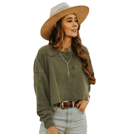 High Quality Women Cropped Hoodies Sweatshirts Fashion Drop Shoulder Cheap Crop Jumper Hoodie Pullover