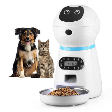 Hot Selling Automatic Pet Feeder Robot Design Voice Record Dog Cat Pet Bowls Smart Pet Feeder