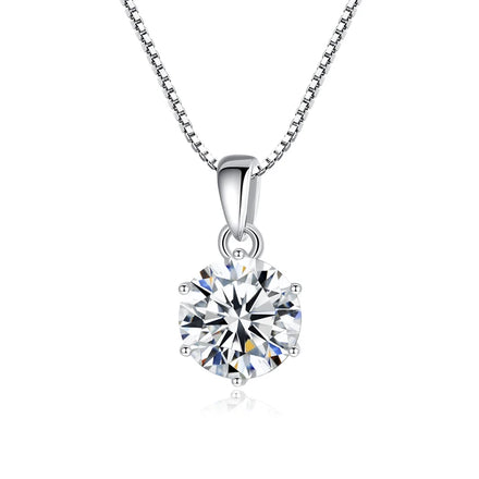 925 Sterling Silver Platinum Women Chain Luxury 1 Karat Pendant Moissanite Fine Jewelry Necklace for Women