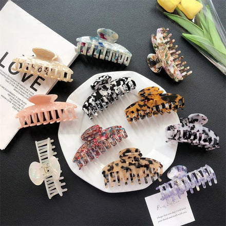 Korean Hot Selling Women Hair Accessories Multi Color Large Cellulose Acetate Hair Claw Clips