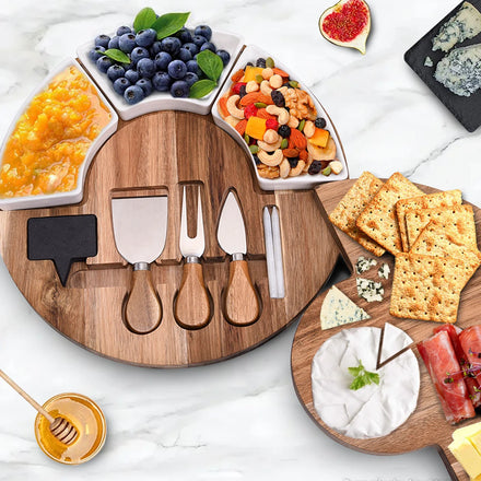 Wholesale Hot Sale Round Acacia Wood Low Moq Charcuterie Tray High-End Quality