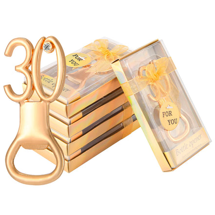 Wedding Anniversary Birthday Party Return Gift Number 10-80 Years Old Beer Bottle Opener with Promotional Souvenir Gift Box