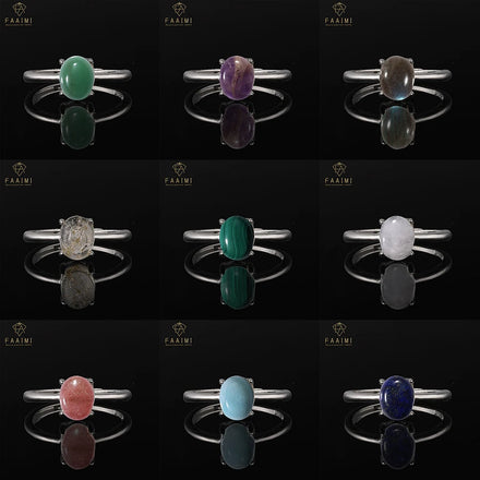 Wholesale Natural Stone Gold Rutilated Quartz Amethyst Ring for Women Gemstone Adjustable Cooper-plating Silver Ring Jewelry