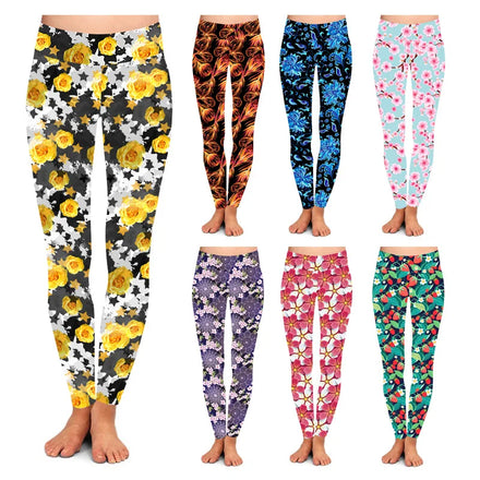Latest China New Model High Waist Flower Print Tight Yoga Leggings Outdoor Gym Yoga Pants for Women