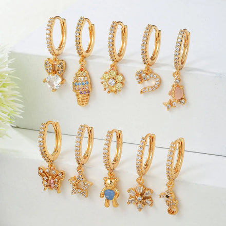 Gab New Dangle Zircon Cartilage Studs Gold Earrings Hoop Cartilage Piercing Earrings Helix Wholesale Piercing Jewelry